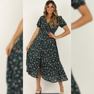 Showpo emerald green floral maxi dress